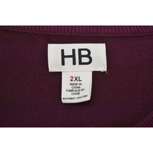 Men's HB Purple Burgundy V-neck Sweater Big and Tall Size 2XL - Picture 4 of 7